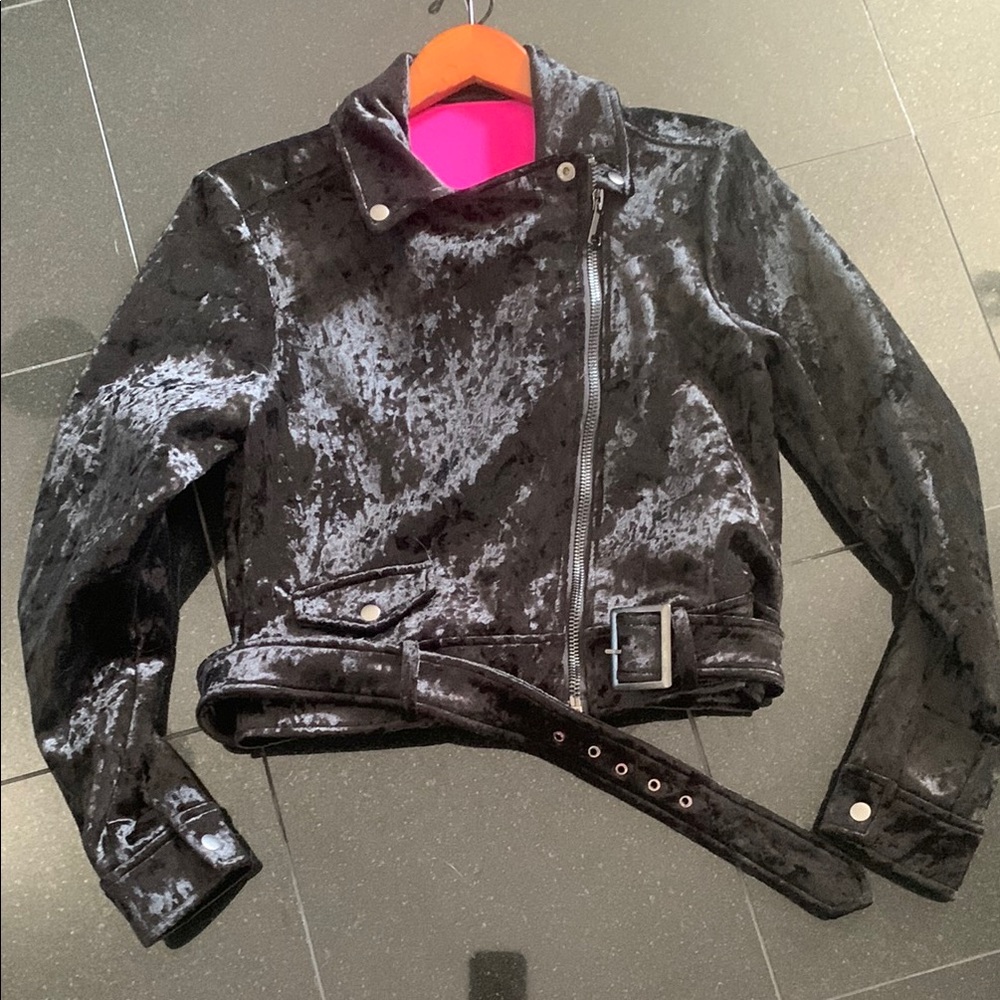 Black Velvet Moto Jacket
